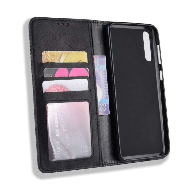 Magnetic Buckle Retro Crazy Horse Texture Horizontal Flip Leather Case for Galaxy A70, with Holder & Card Slots & Photo Frame(Black) - Samsung Accessories by buy2fix | Online Shopping UK | buy2fix