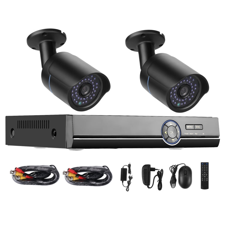 A2B5 720P 1.0 Mega Pixel 2 x Bullet AHD Cameras AHD DVR Kit, Support Night Vision / Motion Detection, IR Distance: 20m(Black) - Security by buy2fix | Online Shopping UK | buy2fix