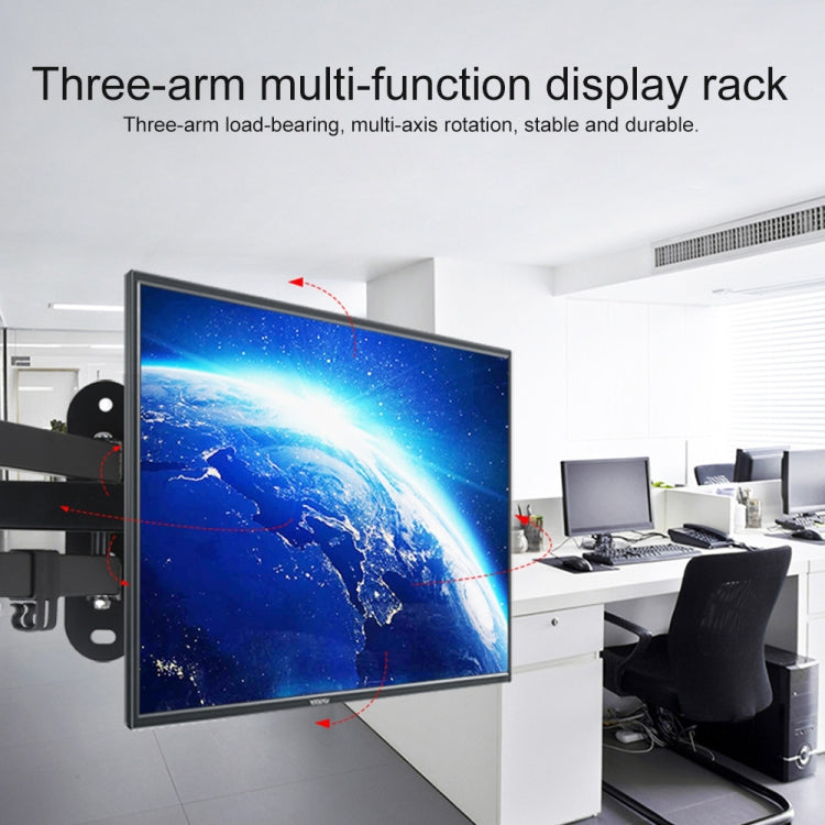 14-27 inch Universal Rotatable Retractable Computer Monitor Three Arms Wall Mount Bracket - Consumer Electronics by buy2fix | Online Shopping UK | buy2fix