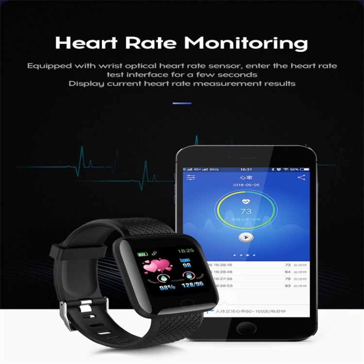 116plus 1.3 inch Color Screen Smart Bracelet IP67 Waterproof, Support Call Reminder/ Heart Rate Monitoring /Blood Pressure Monitoring/ Sleep Monitoring/Excessive Sitting Reminder/Blood Oxygen Monitoring(Red) - Smart Wear by buy2fix | Online Shopping UK | buy2fix