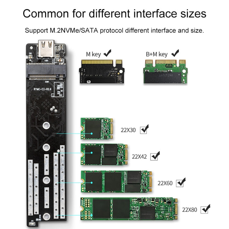 ORICO TCM2M-C3 M.2 SSD Dual Protocol Hard Disk Case - HDD Enclosure by ORICO | Online Shopping UK | buy2fix