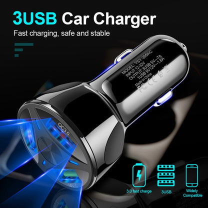 YSY-395KC QC3.0 3 USB 35W High Power Vehicle Charger / Mobile Phone Tablet Universal Vehicle Charger(Black) - In Car by buy2fix | Online Shopping UK | buy2fix