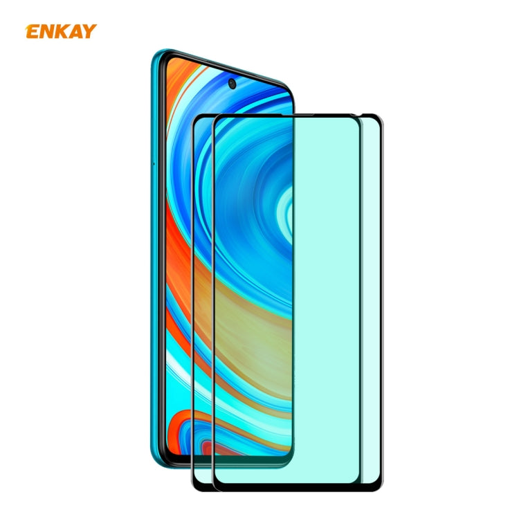 For Xiaomi Redmi Note 9S/Note 9 Pro 2 PCS ENKAY Hat-Prince 0.26mm 9H 6D Curved Full Screen Eye Protection Green Film Tempered Glass Protector -  by ENKAY | Online Shopping UK | buy2fix