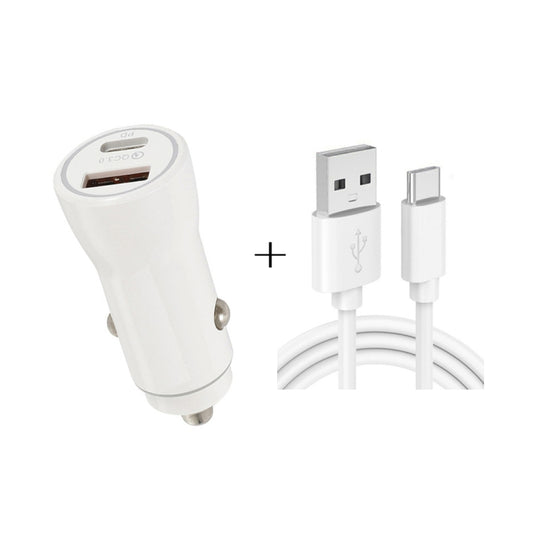 P21 Portable PD 20W + QC3.0 18W Dual Ports Fast Car Charger with USB to Type-C Cable Kit(White) - In Car by buy2fix | Online Shopping UK | buy2fix