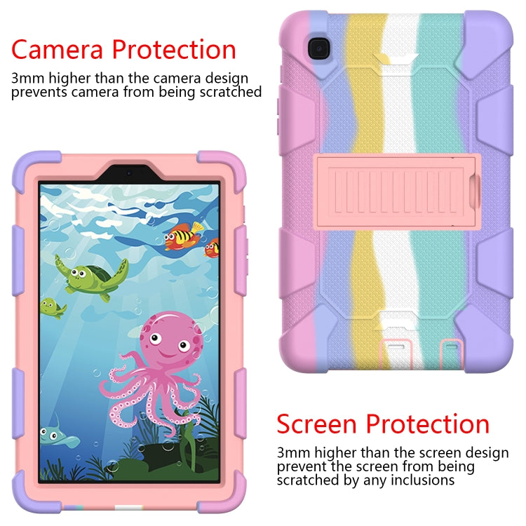 For Samsung Galaxy Tab A7 Lite T220 / T225 Two-Color Robot Shockproof Silicone + PC Protective Case with Holder(Rainbow+Rose Gold) - Samsung Accessories by buy2fix | Online Shopping UK | buy2fix