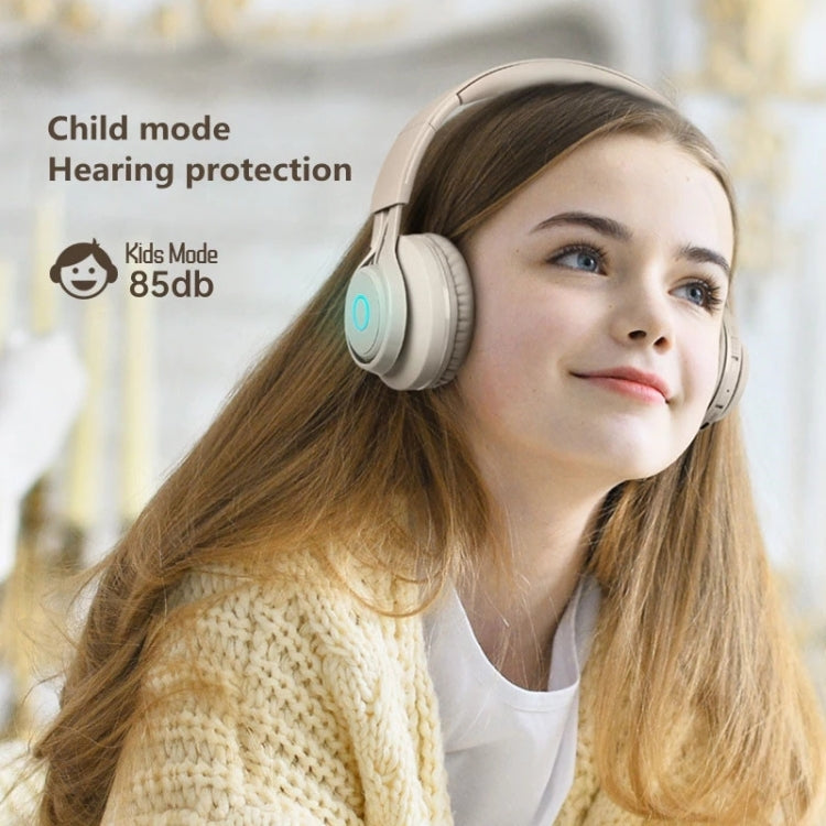 BT06C Cute Wireless Bluetooth 5.0 Headset for Children with Microphone LED Light Suppport Aux-in(Apricot) - Headset & Headphone by buy2fix | Online Shopping UK | buy2fix