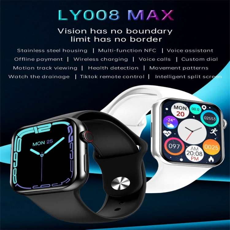 LY008 Max 1.9 inch Silicone Watchband Color Screen Smart Watch(White) - Smart Wear by buy2fix | Online Shopping UK | buy2fix