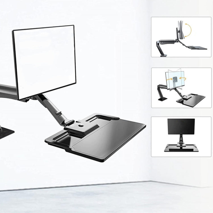 NORTH BAYOU NB40 Ergonomic Height Adjust Computer Stand Workstation 22-32 Inch Monitor Mount Bracket with Keyboard Plate Desk Stand - Computer & Networking by buy2fix | Online Shopping UK | buy2fix