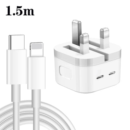 PD 35W Dual USB-C / Type-C Ports Charger with 1.5m Type-C to 8 Pin Data Cable, UK Plug - Apple Accessories by buy2fix | Online Shopping UK | buy2fix