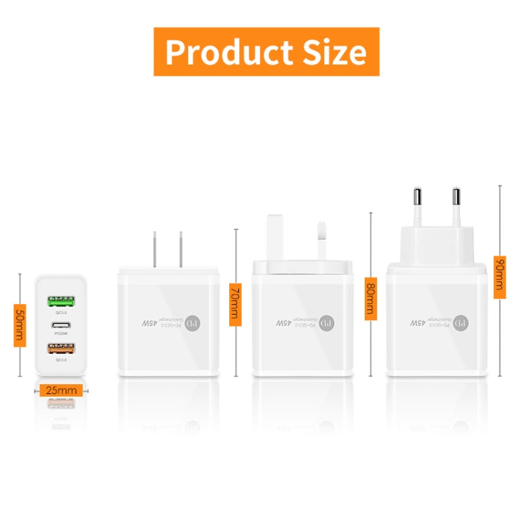 45W PD3.0 + 2 x QC3.0 USB Multi Port Quick Charger, UK Plug(White) - Apple Accessories by buy2fix | Online Shopping UK | buy2fix