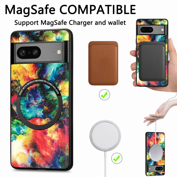 For Google Pixel 7 Colored Drawing Leather Back Cover Magsafe Phone Case(Colorful Cloud) - Google Cases by buy2fix | Online Shopping UK | buy2fix