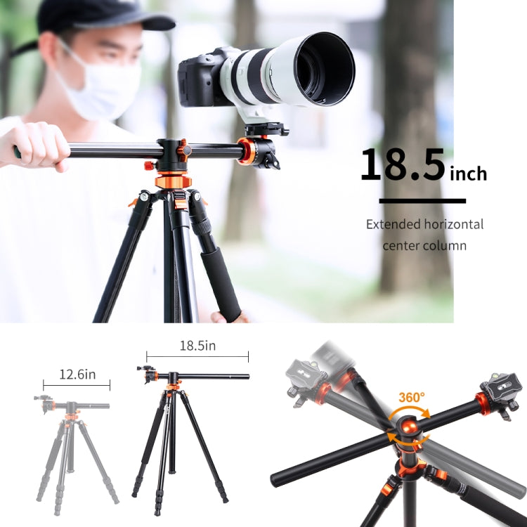 K&F CONCEPT  KF09.086V1 94 inch Overhead Camera Tripod Lightweight Travel Tripod with Detachable Monopod - Camera Accessories by K&F | Online Shopping UK | buy2fix