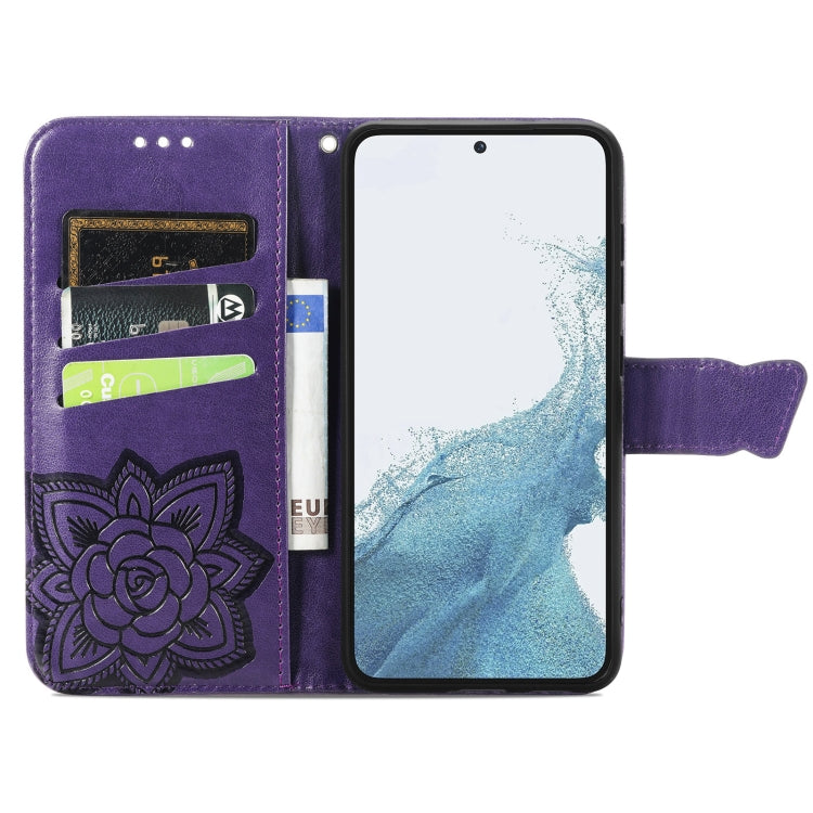 For Samsung Galaxy S23 Ultra 5G Butterfly Love Flower Embossed Leather Phone Case(Purple) - Galaxy S23 Ultra 5G Cases by buy2fix | Online Shopping UK | buy2fix