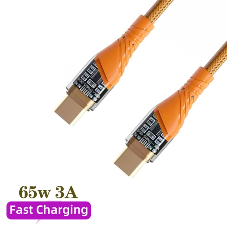 65W USB-C / Type-C to Type-C Transparent Fast Charging Data Cable, Length: 1m(Orange) -  by buy2fix | Online Shopping UK | buy2fix