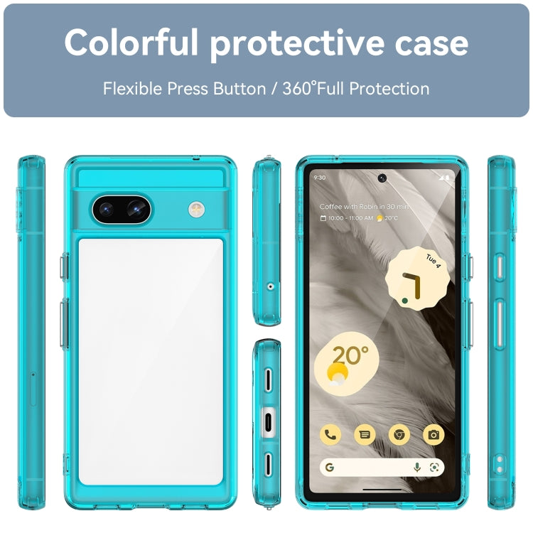 For Google Pixel 7a Colorful Series Acrylic + TPU Phone Case(Transparent Blue) - Google Cases by buy2fix | Online Shopping UK | buy2fix