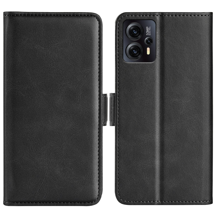 For Motorola Moto E13 Dual-side Magnetic Buckle Horizontal Flip Leather Phone Case(Black) - Motorola Cases by buy2fix | Online Shopping UK | buy2fix
