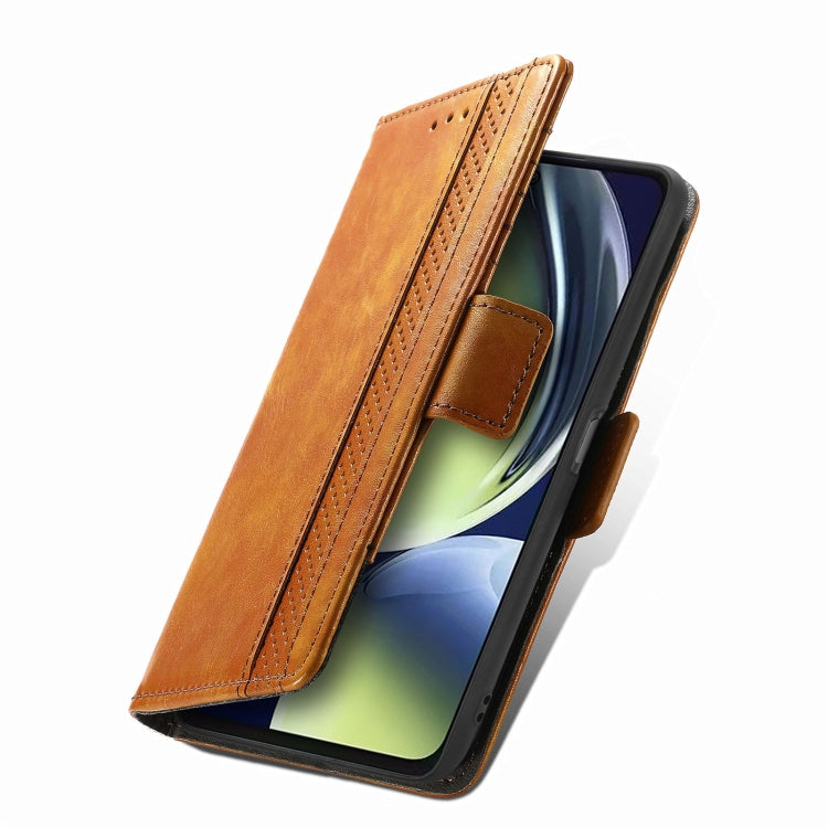 For OnePlus Nord CE 3 Lite CaseNeo Splicing Dual Magnetic Buckle Leather Phone Case(Khaki) - OnePlus Cases by buy2fix | Online Shopping UK | buy2fix