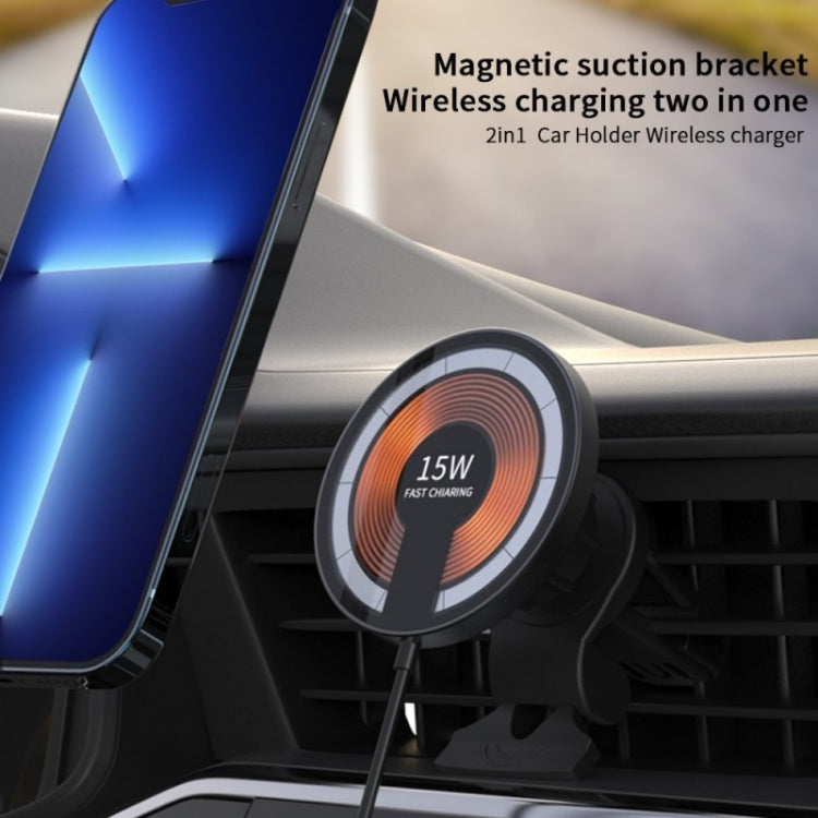 T09 2 in 1 Transparent Car Magnetic Wireless Charger 15W Fast Charging Stand - Car Charger by buy2fix | Online Shopping UK | buy2fix