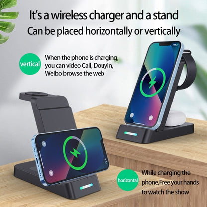 B20A 15W Qi Wireless Charger Charging Stand Compatible for iPhone iWatch Airpods(Black) - Wireless Charger by buy2fix | Online Shopping UK | buy2fix