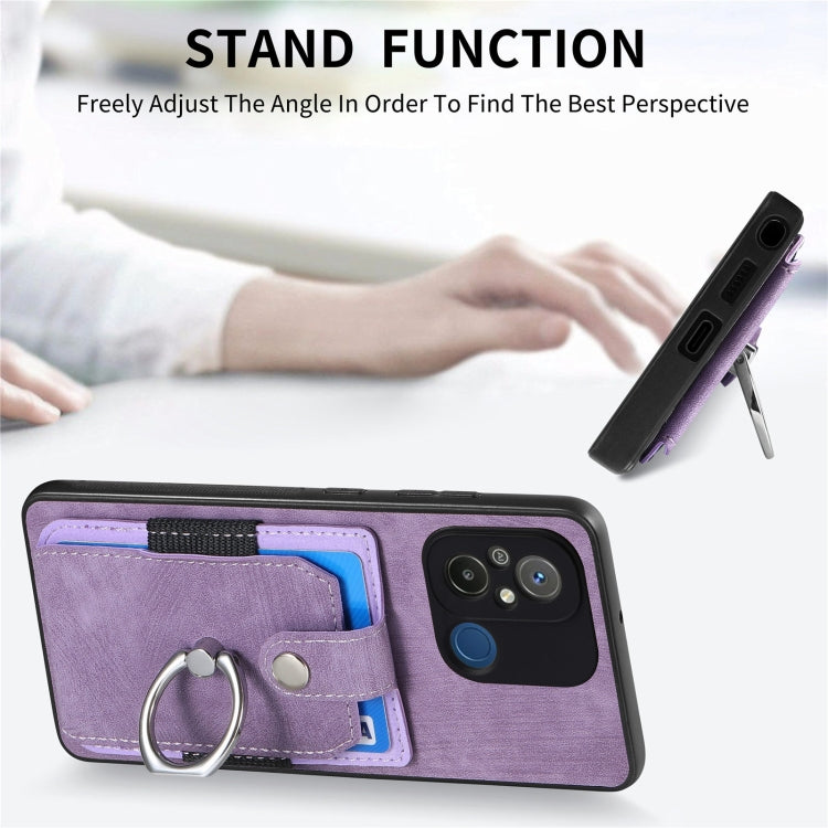 For Redmi Note 12 Pro+ Retro Skin-feel Ring Card Wallet Phone Case(Purple) - Note 12 Pro+ Cases by buy2fix | Online Shopping UK | buy2fix