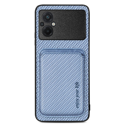 For Xiaomi POCO M5 4G Carbon Fiber Leather Card Magsafe Phone Case(Blue) - Xiaomi Cases by buy2fix | Online Shopping UK | buy2fix