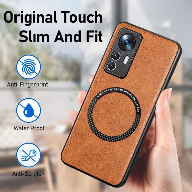 For Xiaomi 12T Solid Color Leather Skin Back Cover Phone Case(Brown) - Xiaomi Cases by buy2fix | Online Shopping UK | buy2fix