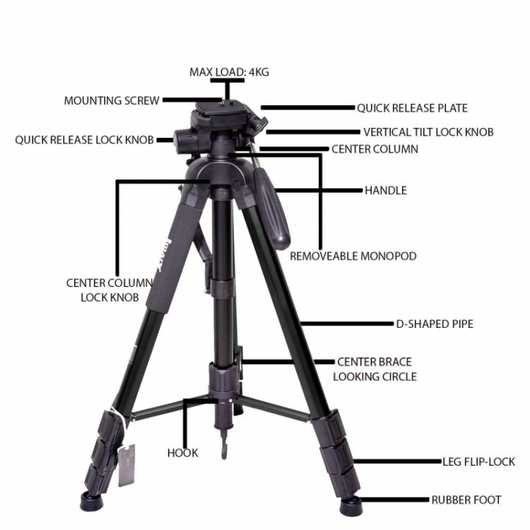 JMARY KP2264 Portable Detachable Tripod Mobile Phone SLR Camera Aluminium Alloy Stand(Blue) - Tripods by Jmary | Online Shopping UK | buy2fix