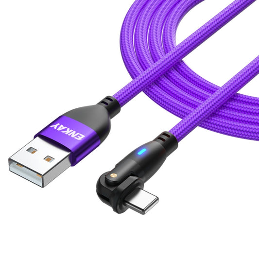 ENKAY 180 Degrees Rotating USB to 8 Pin Charging Data Cable with LED Light, Length:2m(Purple) - Normal Style Cable by ENKAY | Online Shopping UK | buy2fix