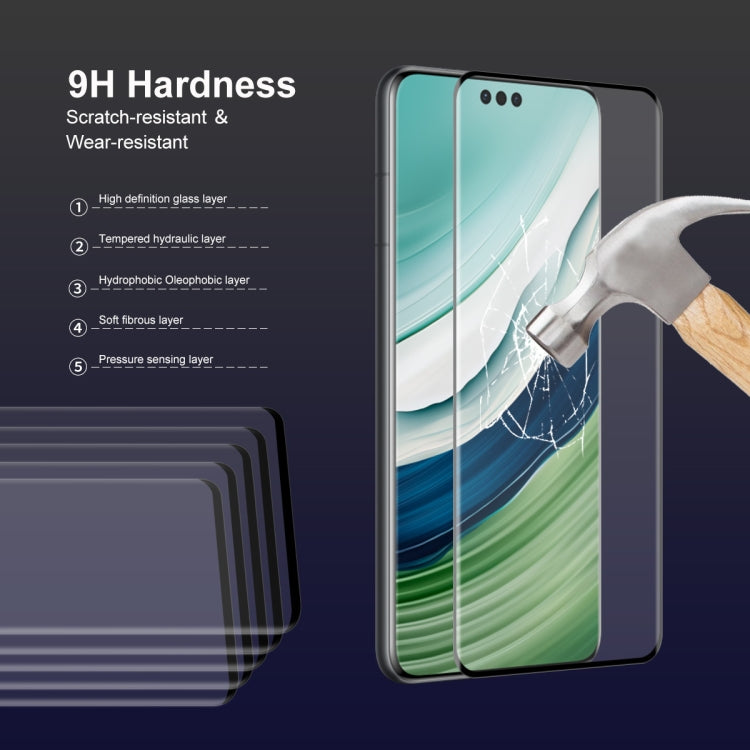 For Huawei Mate 60 Pro 5pcs ENKAY Hat-Prince Heat Bending Full Side Glue Tempered Glass Film(Black) - Huawei Tempered Glass by ENKAY | Online Shopping UK | buy2fix