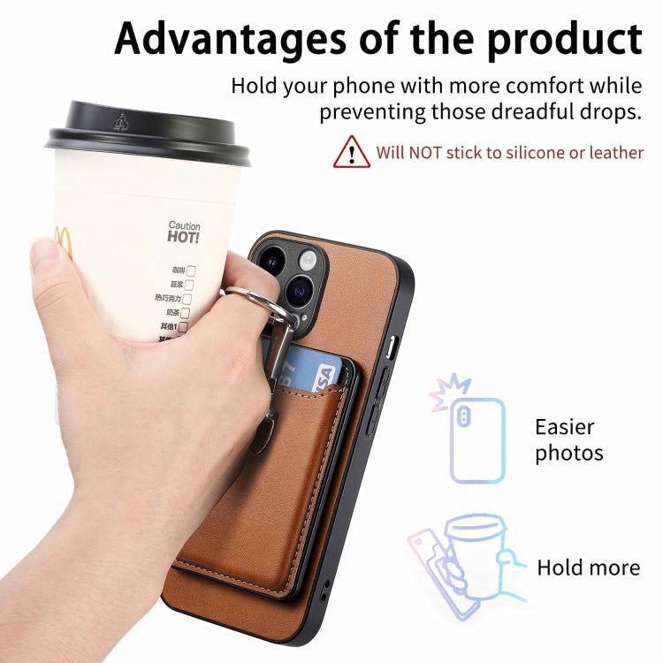 For iPhone 15 Pro Max Skin Feel Ring Holder Wallet Magnetic Phone Case(Brown) - iPhone 15 Pro Max Cases by buy2fix | Online Shopping UK | buy2fix