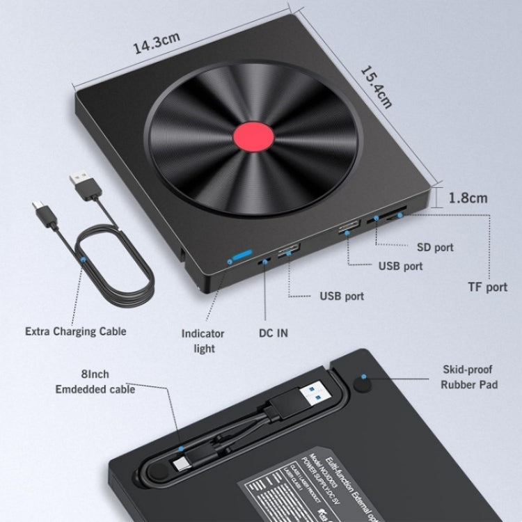 052 USB + Type-C DVD Burner Readable SD / TF Card DVD-RW Recorder PC External Optical Drive - Rewritable Drive by buy2fix | Online Shopping UK | buy2fix