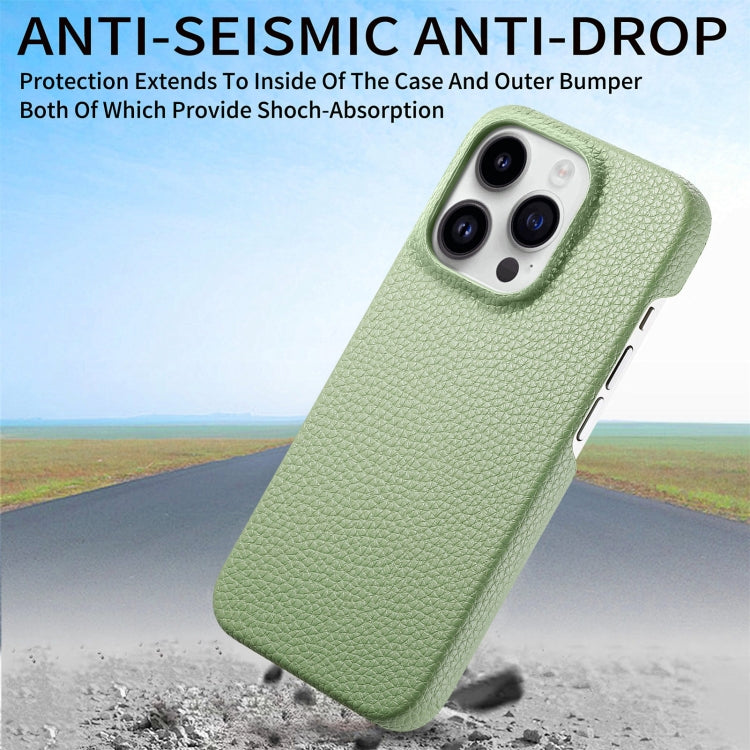 For iPhone 15 Pro Max Litchi Oil Edge Leather Back Phone Case(Tea Green) - iPhone 15 Pro Max Cases by buy2fix | Online Shopping UK | buy2fix