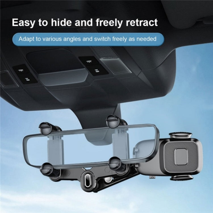 R009 Universal Vehicle Retractable Phone Clip Holder Car Rearview Mirror Cell Phone Mount(Black) - Car Holders by buy2fix | Online Shopping UK | buy2fix