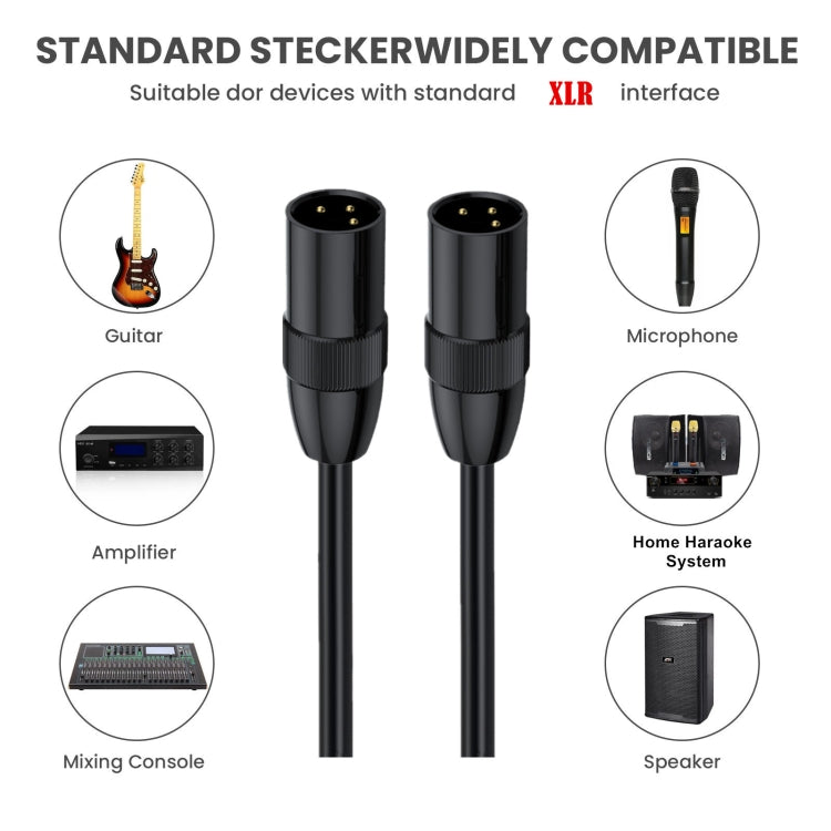JUNSUNMAY XLR Male to Male Mic Cord 3 Pin Audio Cable Balanced Shielded Cable, Length:0.5m - Microphone Audio Cable & Connector by JUNSUNMAY | Online Shopping UK | buy2fix