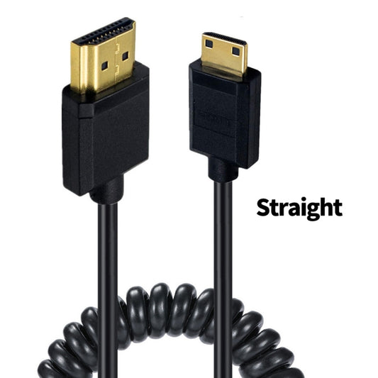 JUNSUNMAY 4K 60Hz Mini HDMI Male to HDMI 2.0V Male Spring Cable, Length:1.8m(Straight) - Cable by JUNSUNMAY | Online Shopping UK | buy2fix