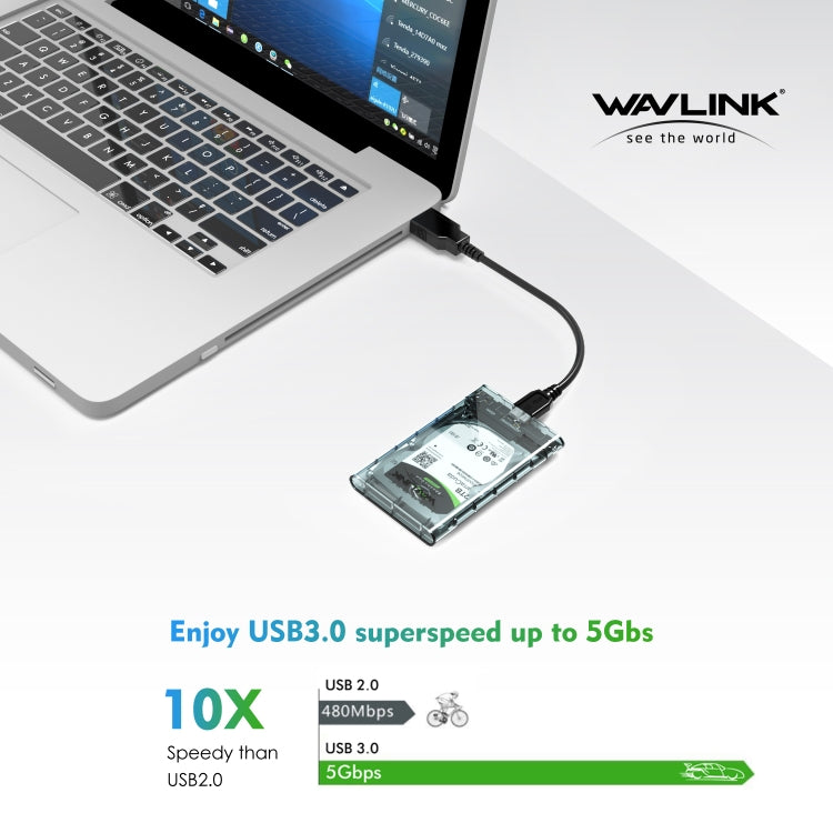 WAVLINK ST239 USB3.0 Transparent SATA External Solid-state SSD 2.5-inch Mobile Hard Disk Case - HDD Enclosure by buy2fix | Online Shopping UK | buy2fix