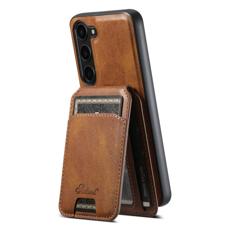 For Samsung Galaxy S24+ 5G Suteni H15  Oil Eax Leather Detachable Wallet Back Phone Case(Khaki) - Galaxy S24+ 5G Cases by Suteni | Online Shopping UK | buy2fix