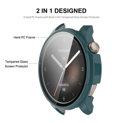 For Amazfit Balance A2286 ENKAY Hat-Prince Full Coverage Tempered Glass Film Integrated PC Watch Case(Ivory White) - Watch Cases by ENKAY | Online Shopping UK | buy2fix