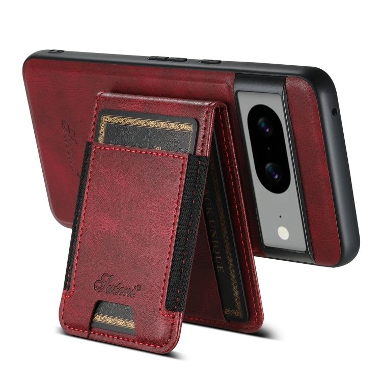 For Google Pixel 7 Pro Suteni H17 Oil Eax Leather Detachable Wallet Phone Case(Red) - Google Cases by Suteni | Online Shopping UK | buy2fix