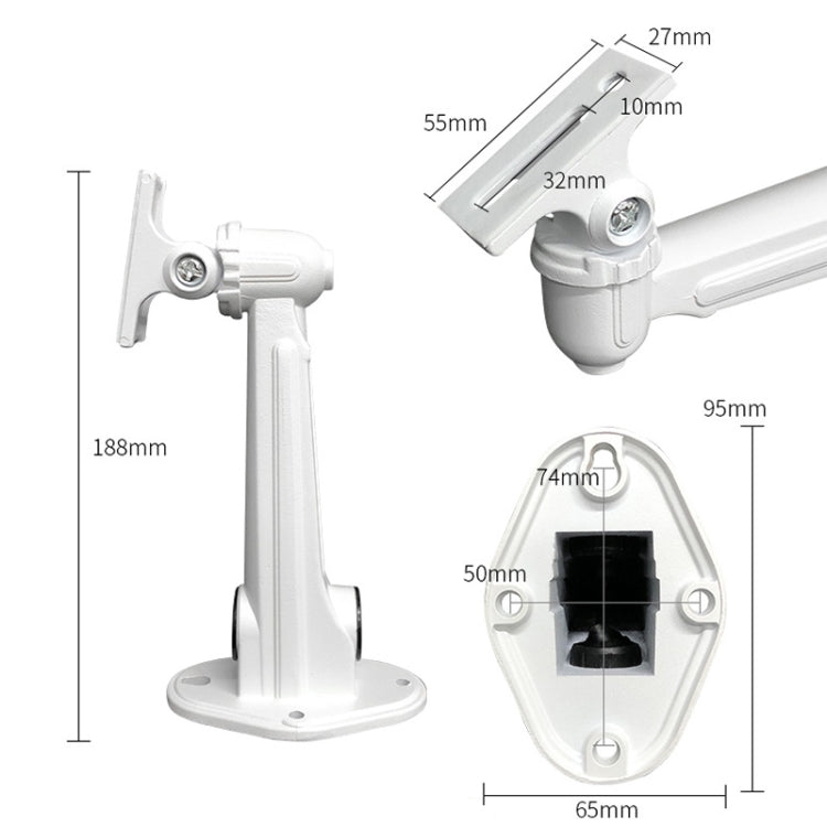 CCTV Wall Mount Stand Aluminum Metallic Silver Bracket Indoor Outdoor for Bullet Camera IP Camera Bracket Accessories - Security by buy2fix | Online Shopping UK | buy2fix