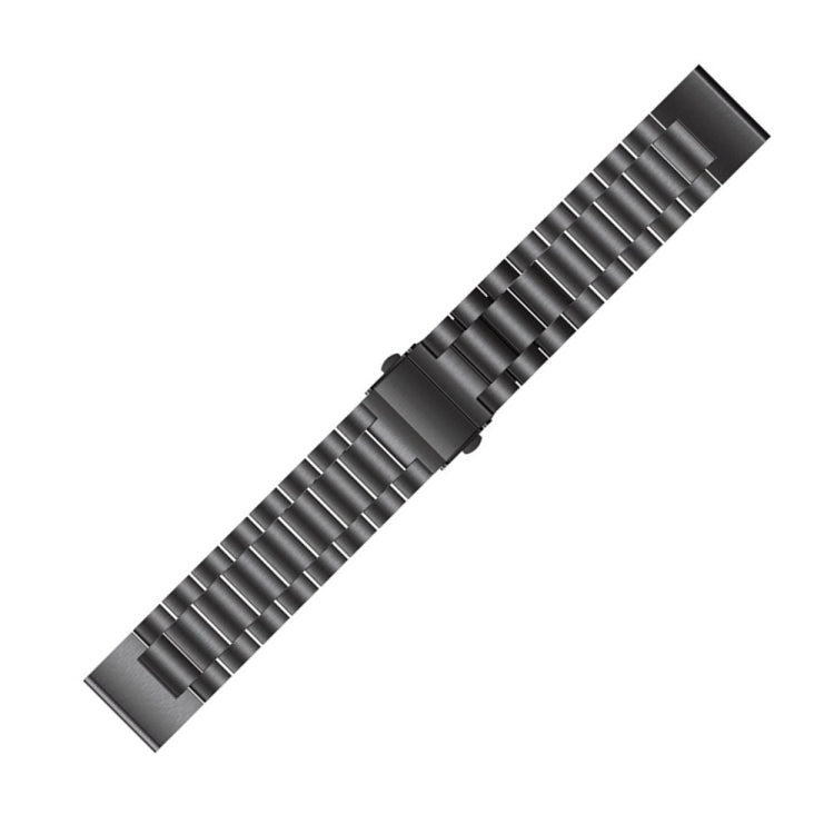 For Garmin Fenix 5 Three-Bead Stainless Steel Metal Watch Band, Size:22MM(Black) - Smart Wear by buy2fix | Online Shopping UK | buy2fix