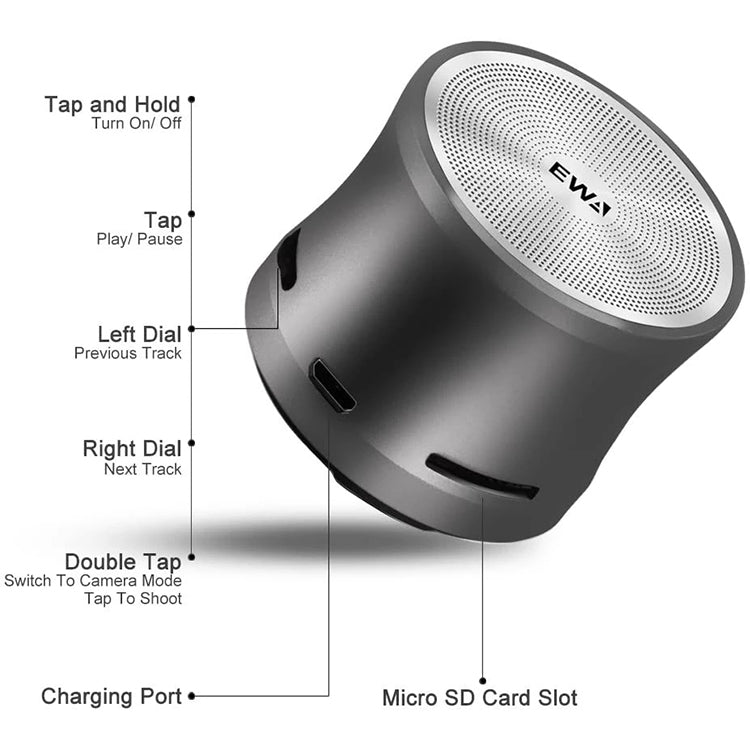 EWA A109M  Portable Bluetooth Speaker Wireless Heavy Bass Bomm Box Subwoofer Phone Call Surround Sound Bluetooth Shower Speaker(Black) - Mini Speaker by EWA | Online Shopping UK | buy2fix