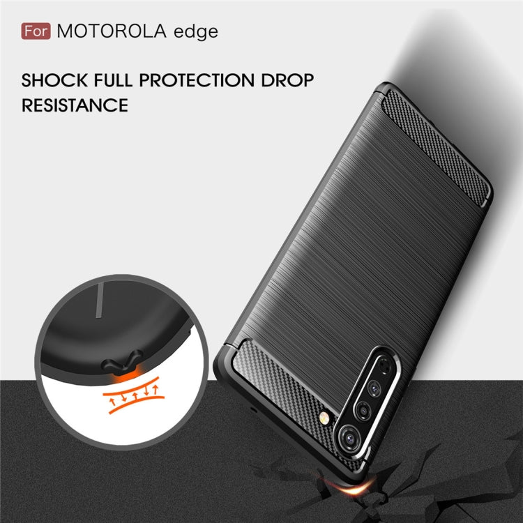 For Motorola Moto Edge Brushed Texture Carbon Fiber TPU Case(Black) - Motorola Cases by buy2fix | Online Shopping UK | buy2fix