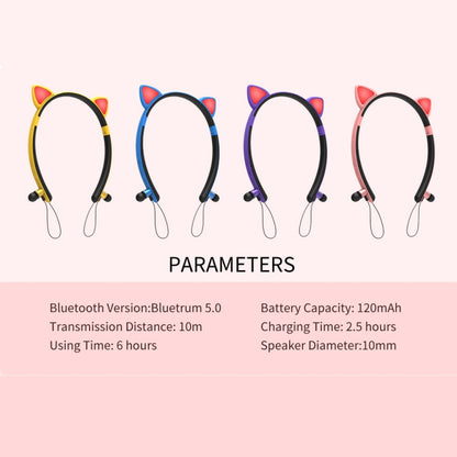 ZW29 Cat Ear Stereo Sound HIFI Fashion Outdoor Portable Sports Wireless  Bluetooth Headset with Mic & LED Light Glowing(Pink) - Neck-mounted Earphone by buy2fix | Online Shopping UK | buy2fix