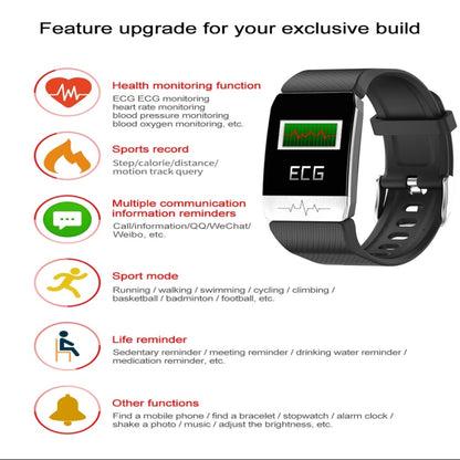 T1 1.14 inch Color Screen Smart Watch IP67 Waterproof,Support Call Reminder /Heart Rate Monitoring/Sedentary Reminder/Sleep Monitoring/ECG Monitoring(Red) - Smart Wear by buy2fix | Online Shopping UK | buy2fix