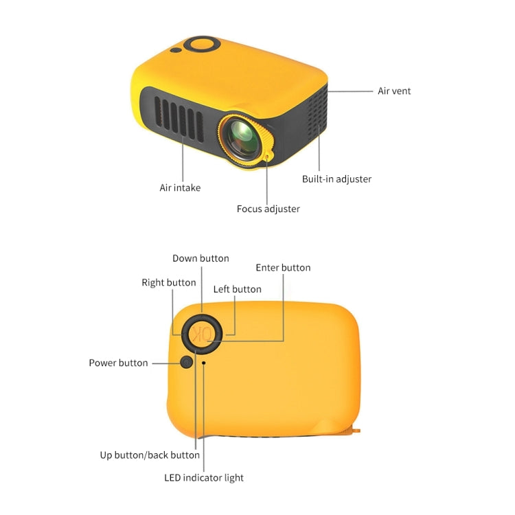 A2000 Portable Projector 800 Lumen LCD Home Theater Video Projector, Support 1080P, US Plug (White) - Consumer Electronics by buy2fix | Online Shopping UK | buy2fix