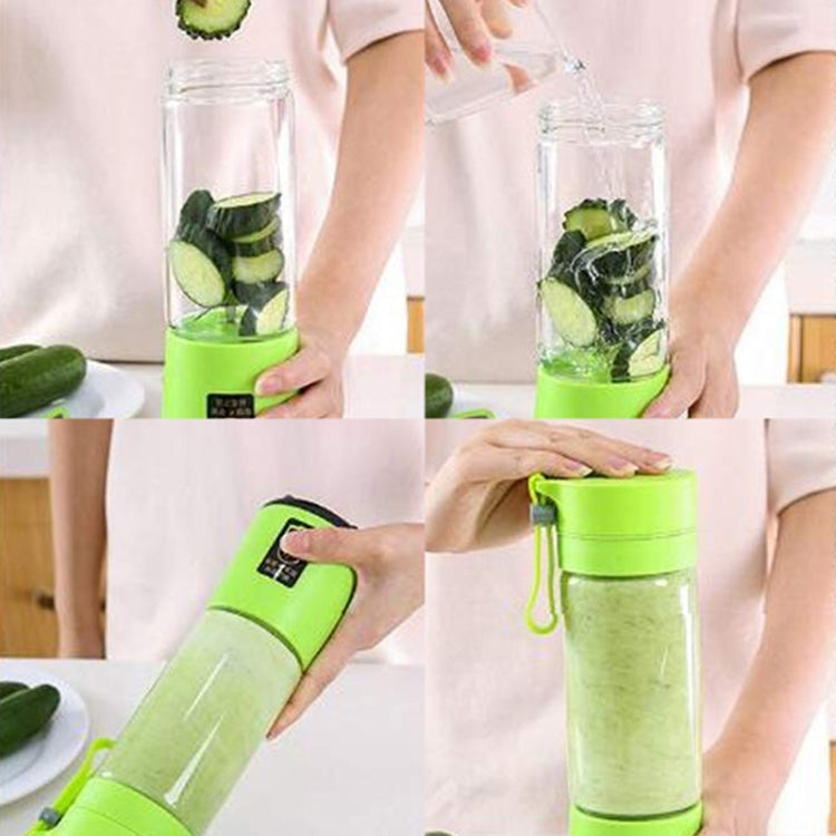 USB Rechargeable Electric Automatic Vegetable Fruit Citrus Orange Juice Maker Cup Mixer Bottle (380ML)(4 Blades Green) - Home & Garden by buy2fix | Online Shopping UK | buy2fix