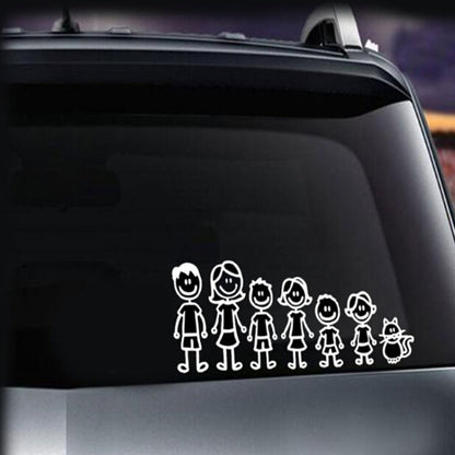 10 PCS Family Member Pattern Vinyl Decorative Reflective Auto Decal Cartoon Car Sticker (White) - Decorative Sticker by buy2fix | Online Shopping UK | buy2fix