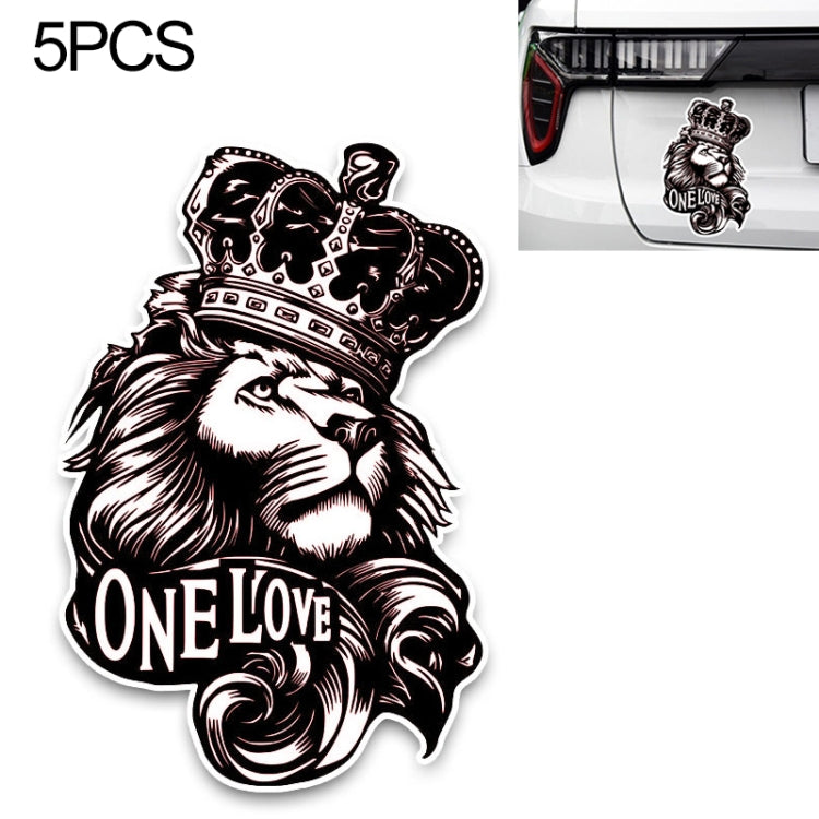 5 PCS YJZT One Love Lion Crown PVC Animal Car Sticker, Size: 10x15.3cm - Decorative Sticker by buy2fix | Online Shopping UK | buy2fix