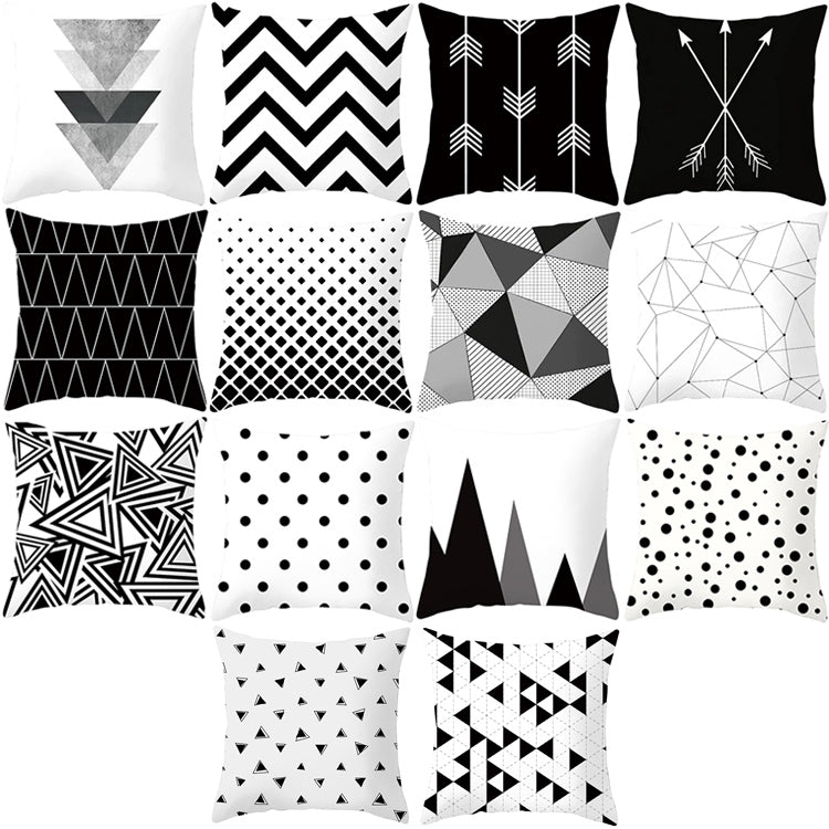 2 PCS Black and White Simple and Modern Geometric Abstract Decorative Pillowcases Polyester Throw Pillow Case(1) - Home & Garden by buy2fix | Online Shopping UK | buy2fix